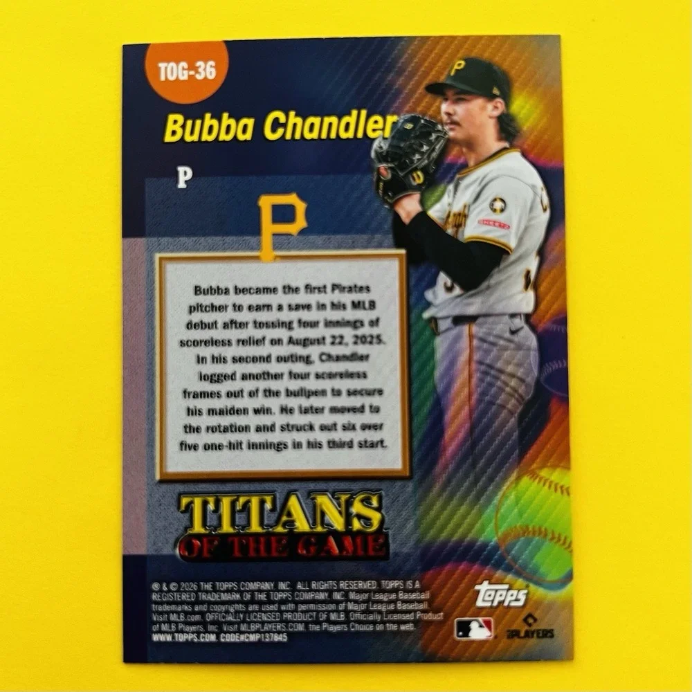 2026 Topps Series 2 Baseball Bubba Chandler Titans of the Game RC TOG-36‎